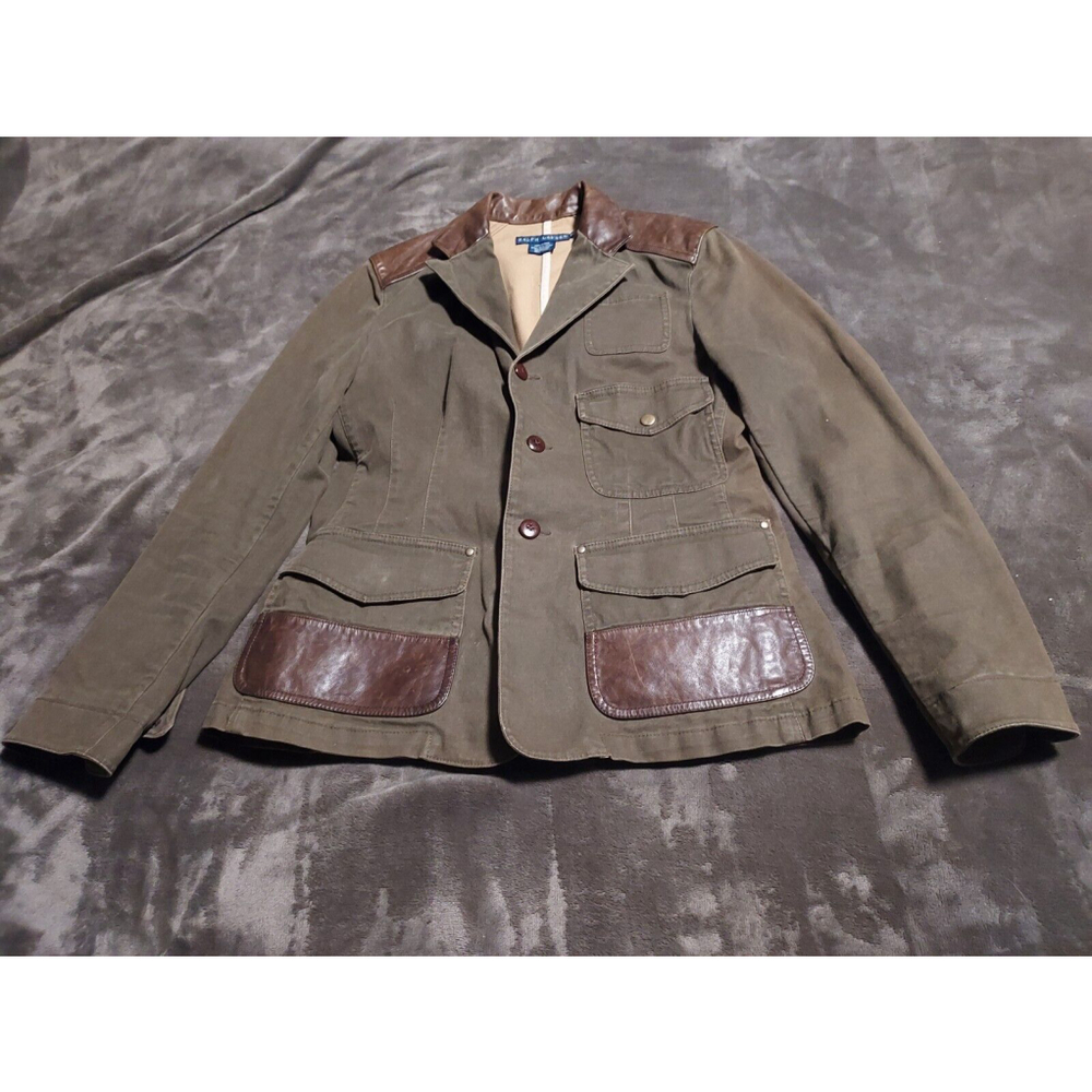 Ralph Lauren Leather Trim Equestrian Riding Jacket Size Medium